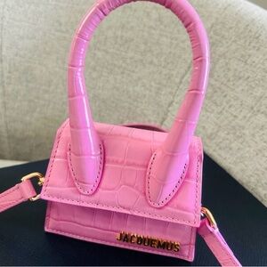 Jacquemus Authentic Pink Croc Embossed Le Chiquito Mini Bag